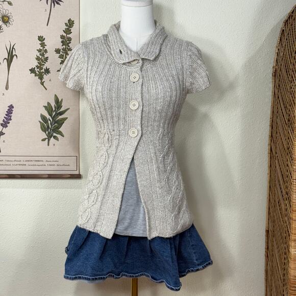 Vintage 90s Y2k Babydoll Cardigan Sweater Gloomy Coquette Cottage Vanilla Girl L - Picture 1 of 7